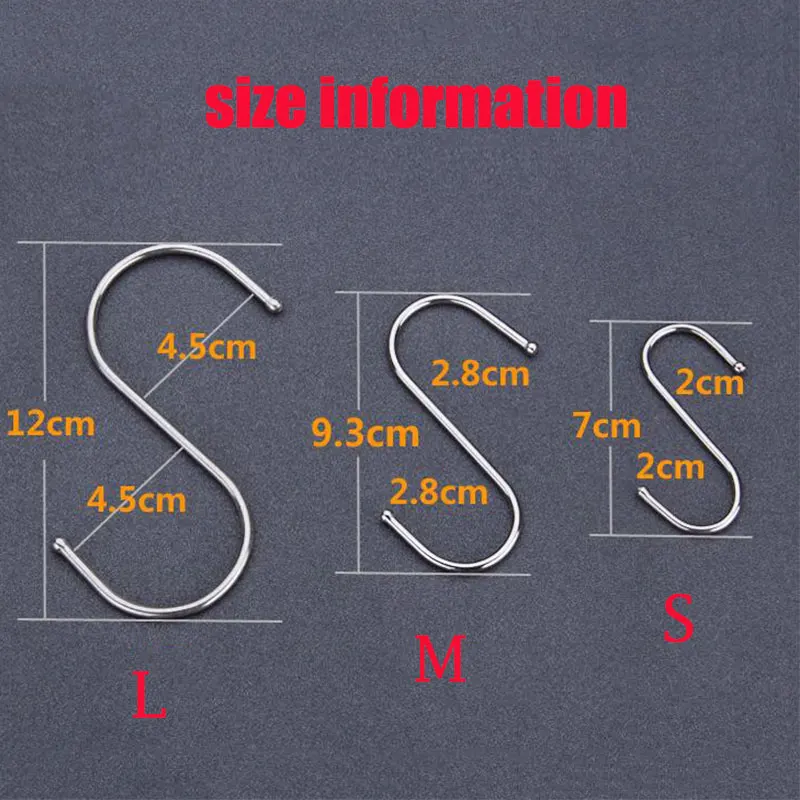 10 шт./компл. S крючки круглые S форменные крючки S Висячие Крючки из полированной нержавеющей стали металлические для кухни спальни и офиса