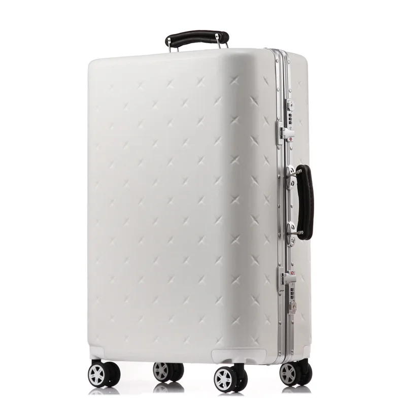 Letrend бизнес алюминиевая рама Rolling Чемодан Spinner чемодана колеса пароль тележки 20 дюймов Cabin Travel Bag багажник - Цвет: white