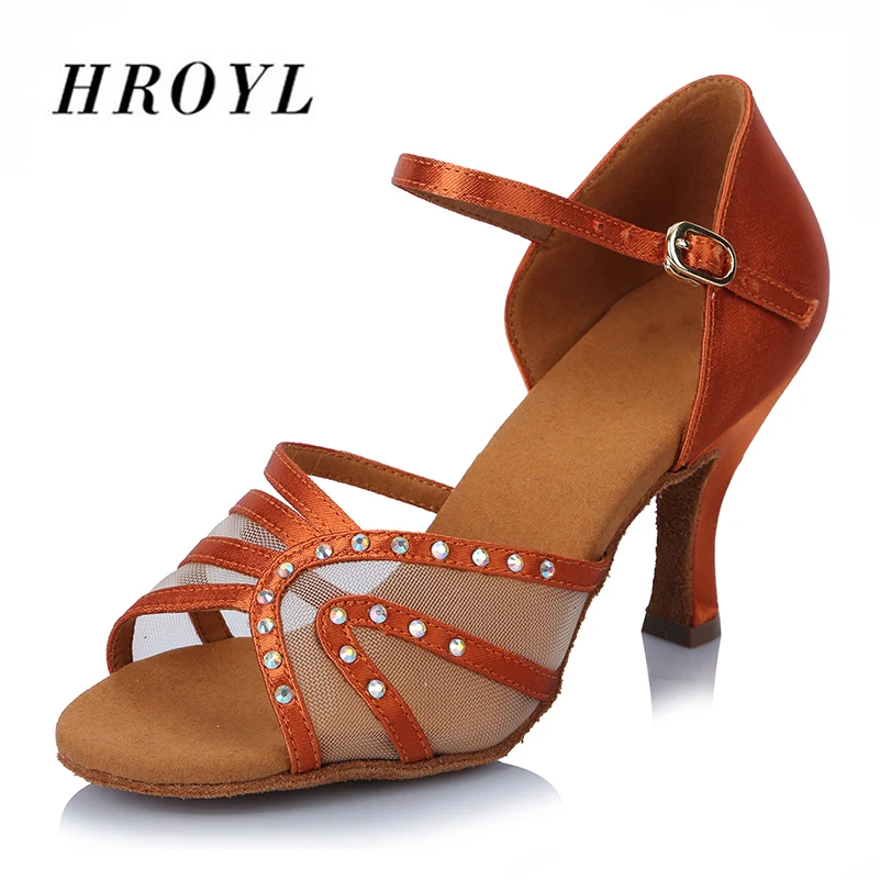 New Women's Satin rhinestones Latin dance shoes Ballroom dancing shoes