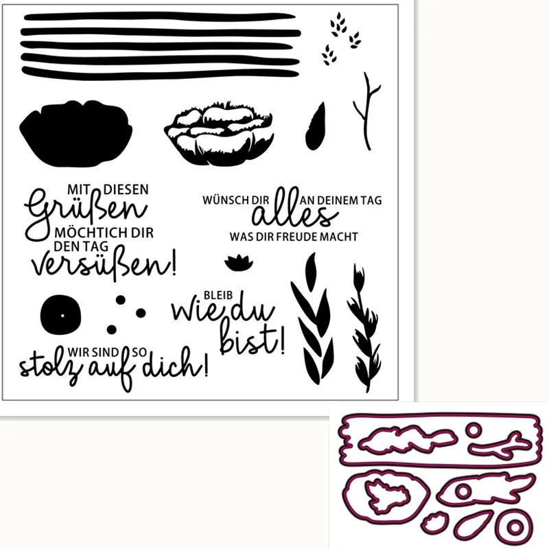 

German leaves flowers Exquisite transparent silicone rubber stamps/handmade Christmas album for children decorative production