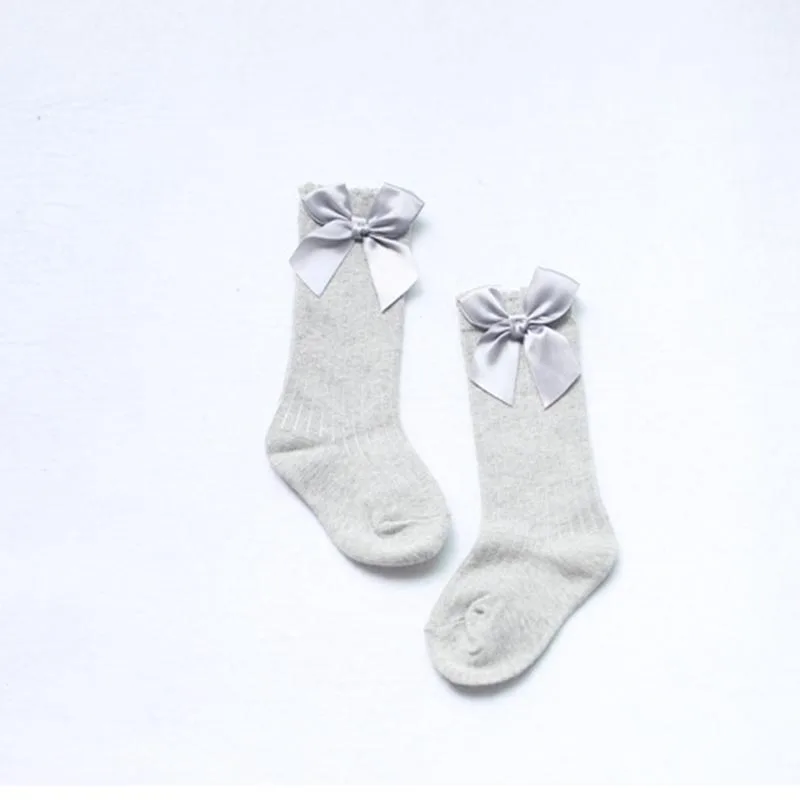 

Girl Cute Baby Kids Children Long Booties Vertical Striped Socks Knee High with Bows Princess Socks S01