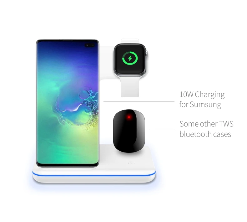 Универсальное 15 Вт Qi Беспроводное зарядное устройство для Iphone X 8 Xiaomi Quick Charge 3,0 Быстрая Зарядка Док-станция Подставка для Apple Airpods Watch 4 3 2 1