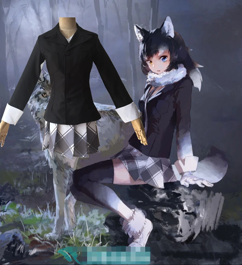 Аниме! Милая Униформа серого волка от Kemono костюм для косплея пасхальный наряд на