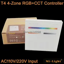 Mi.Light T4 4-Zone RGB+CCT Smart Touch Panel Remote Controller AC110V or AC22V Input Wall Mount 2.4G Wireless as FUT092
