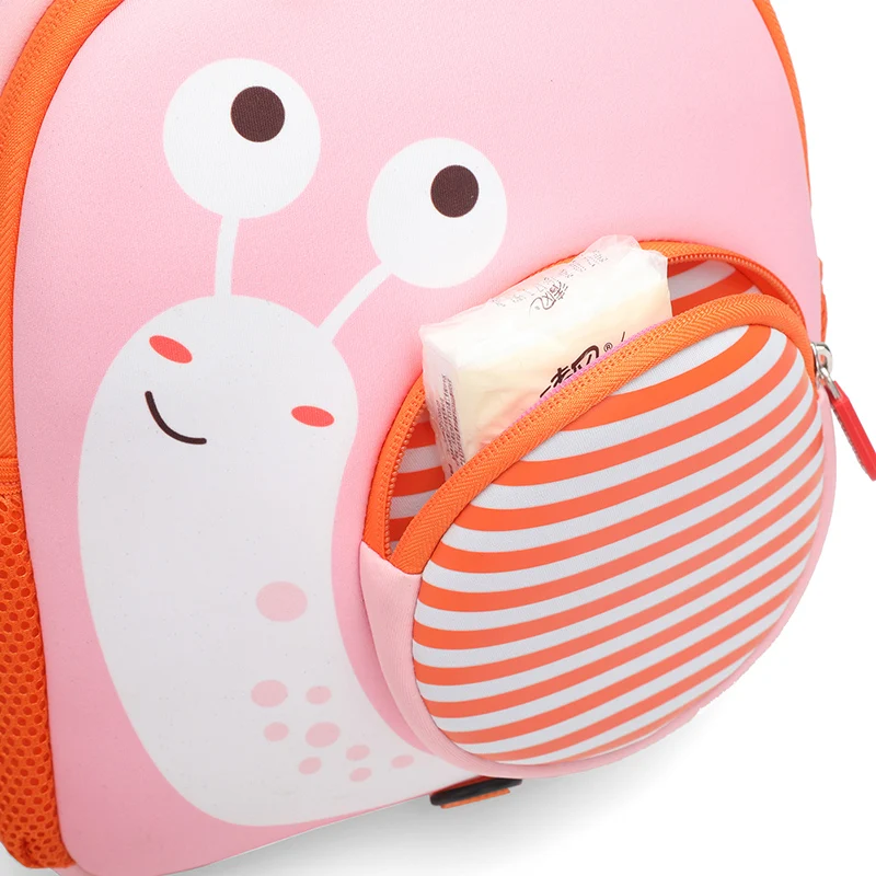 Рюкзаки для девочек с изображением розовой улитки; детская модная Милая школьная сумка для детского сада; детские школьные сумки из неопрена; Mochila Escolar