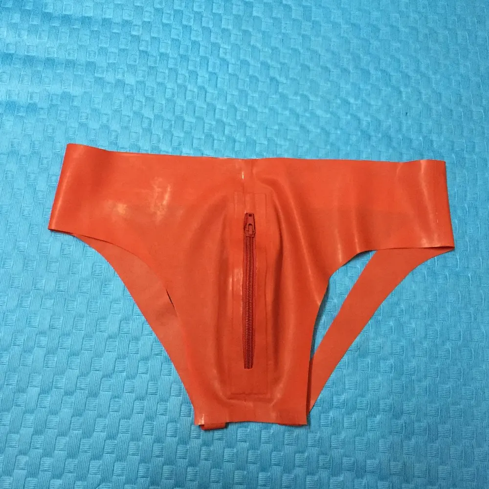 Buy Men's Latex Thong Front Zip Latex Rubber Briefs Backless Briefs from