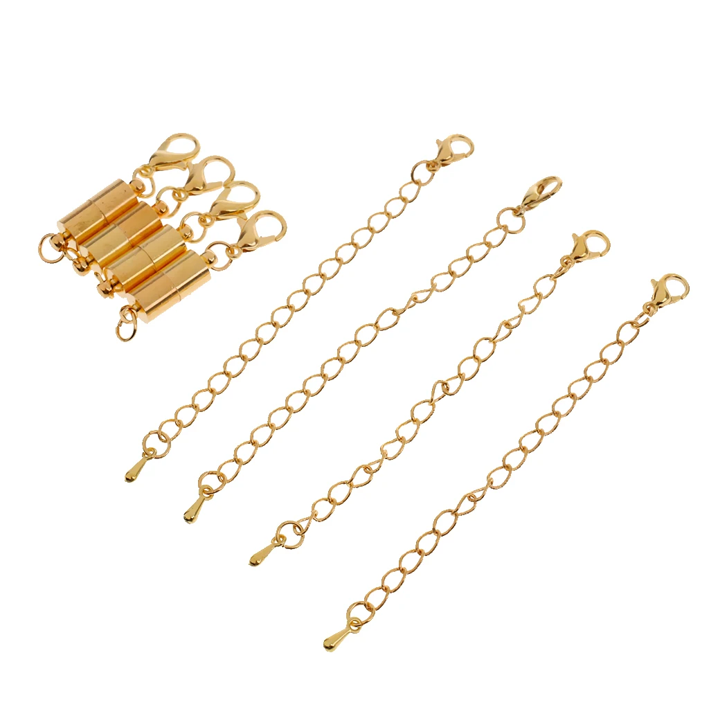 4pcs Magnetic Clasps Jewellery Findings Gold Tone Alloy Extender Link Chains