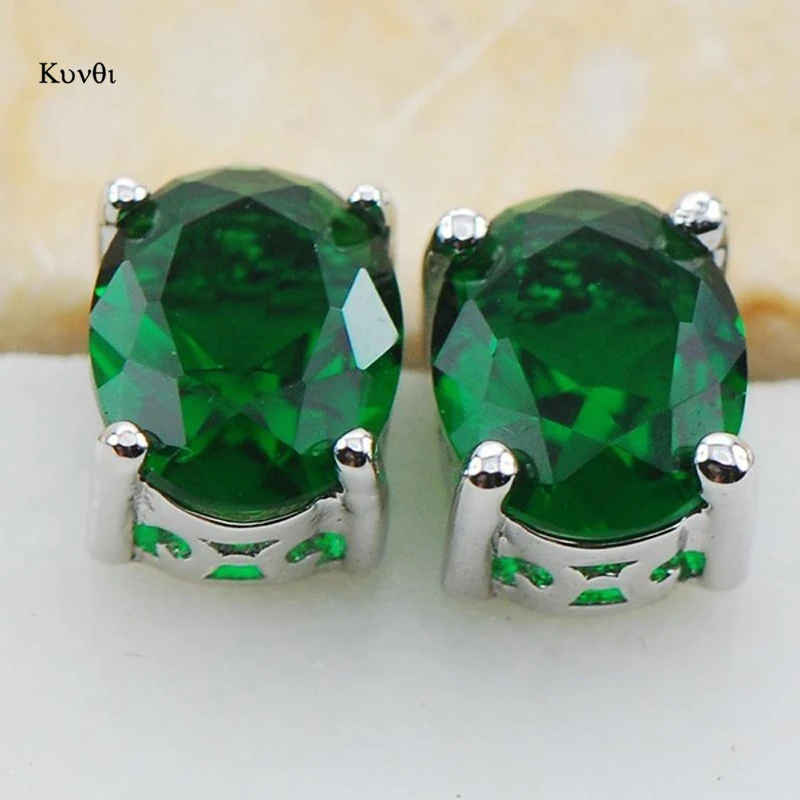 

2019 New Fashion Brand Jewelry Green Stone Crystal Rhinestone Stud Earrings For Women Tiny Simple Round Earrings Wholesale