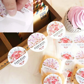 

54pcs/lot Colorful Round Flowers Butterfly Just For You Hand Made Flower Design Sticker Sealing Packing Sticker DIY