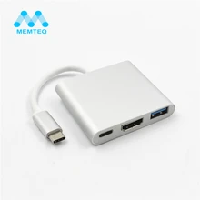 MEMTEQ HD usb-хаб USB 3,1 Тип C женский 4k HDMI 3 в 1 мульти кабель адаптер конвертер для Macbook серебристый/золотой