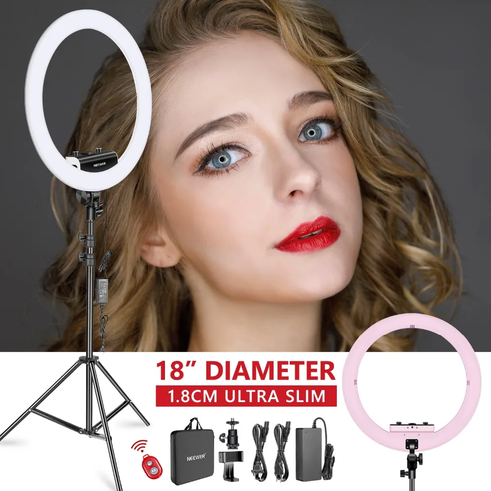 Neewer Ring Light Kit [Upgraded Version 1.3cm Ultra Slim] 18 inches