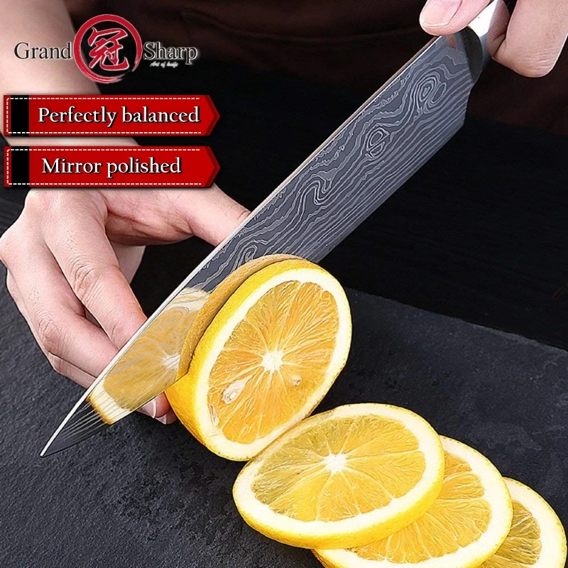 8 дюймовые ножи шеф повара имитация дамасской стали кухонные Santoku острый нож для