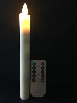 

6pcs moving dancing wick LED Taper remote controlled w/timer Function Stick Candles Xmas Wedding Table Room party decor-Yellow