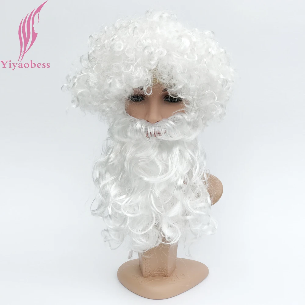 Yiyaobess Synthetic Father Christmas Wig For Santa Claus Men White ...