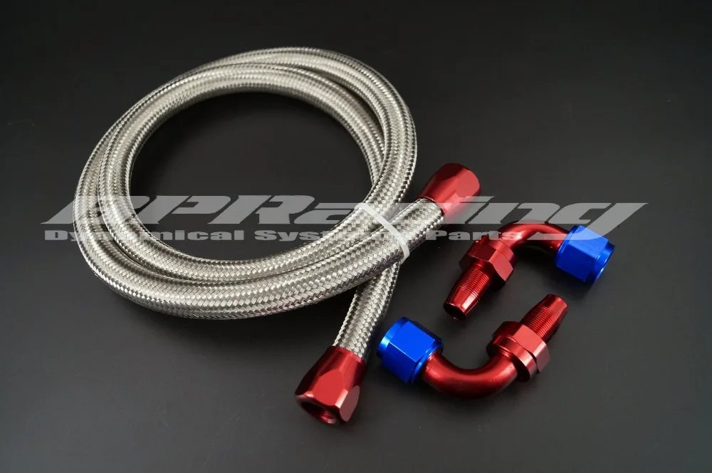 1 Meter AN8 Durable Braided Stainless Steel Racing Fuel Oil Hose Line / 8AN Cooler + 90 degree oil hose Fitting |