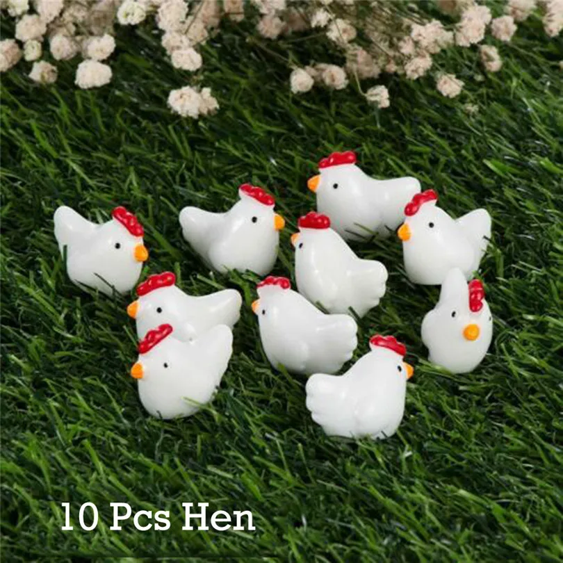 10PcsSet Figurines Happy Easter Eggs Rabbit Cute Bunny Chick Mini Resin Garden Decorations home Decor #3m27 (24)
