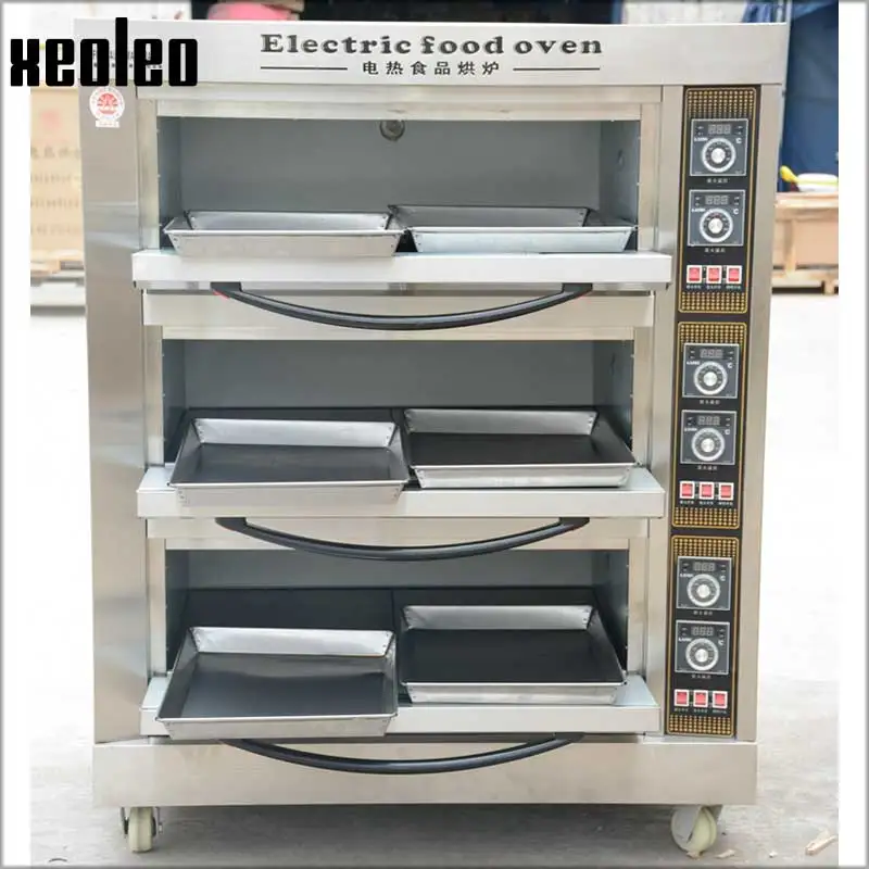 

XEOLEO Electric Baking Oven Pizza oven machine Bread baking machine Commercial Stainless Steel 3-Layer 6-tray Bakery oven 19.5KW