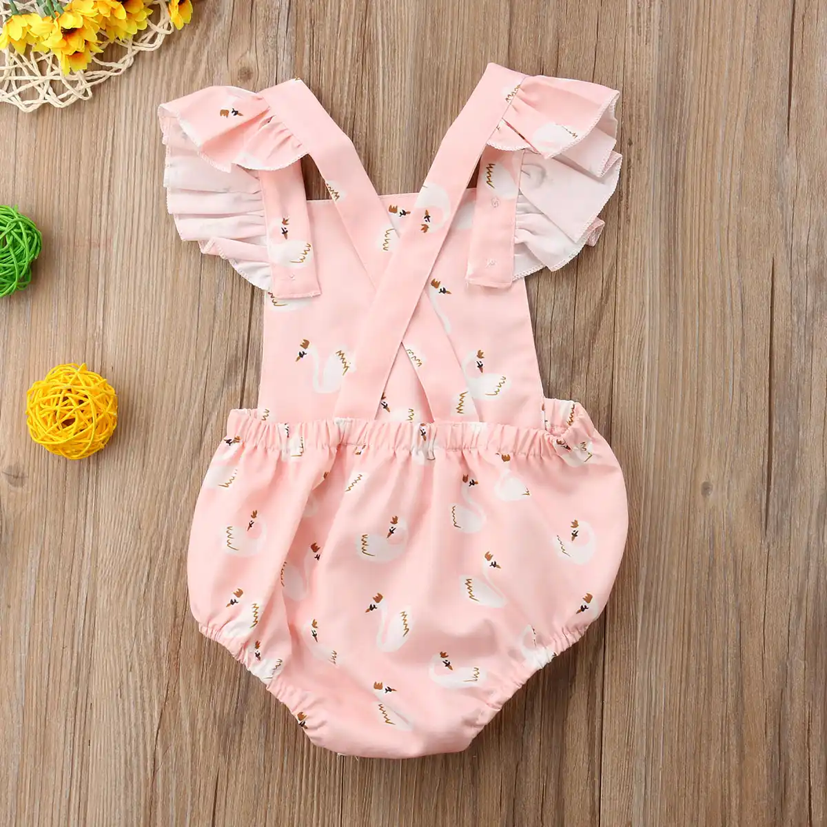 Lovely Newborn Infant Baby Girl Swan Bodysuit Romper Jumpsuit Outfits Sunsuit