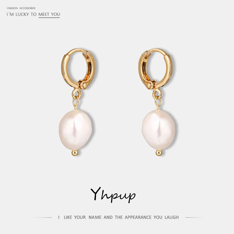 

Yhpup Stylish Korean Geometric Romantic Chic Freshwater Pearls Earrings Elegant Charm Trendy Earrings Women Party Jewelry Gift