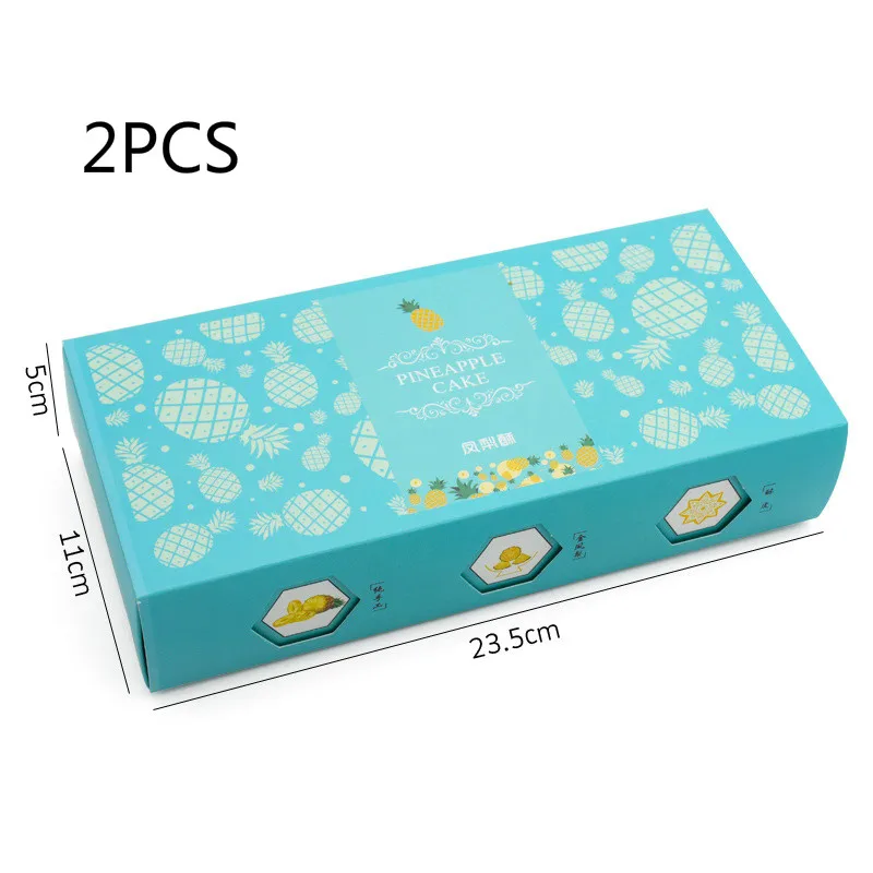 2 шт креативная упаковка для выпечки торта Подарочная коробка Упаковка для печенья конфет Подарочная бумажная сумка 50 шт пластиковые мешки для конфет для торта ананаса - Цвет: 2pcs blue
