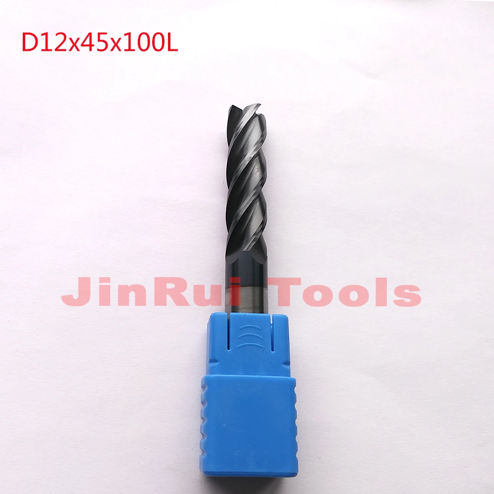 

1pc D12*45*100L HRC55 4 Flutes Flat Square Solide Carbide End Mills CNC router bit milling cutter Tools knife fresa