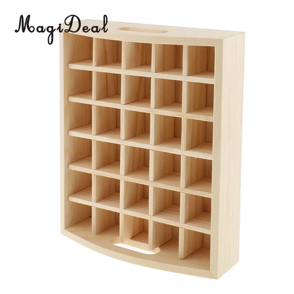 Handmade Natural Wooden Essential Oils Storage Box Display Case Holder Box +6 Roll On Cosmetic Glass Bottles Vials