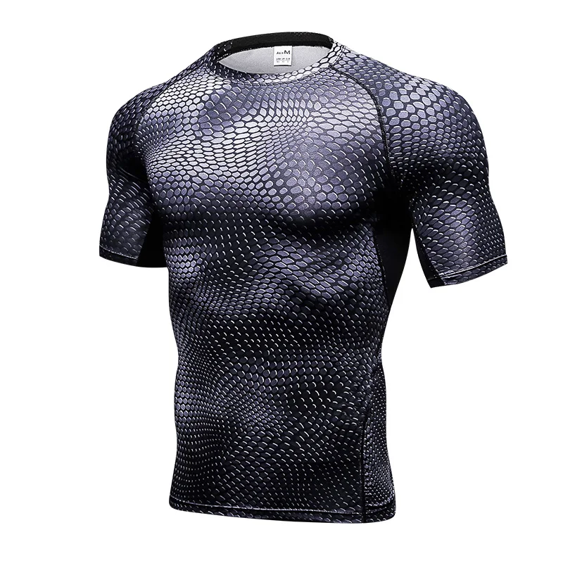 Hot New Short Sleeve Sport Shirt Men Quick Dry Men's Running T-shirts Snake Gym Clothing Fitness Top Rashgard Soccer Jersey | Спорт и