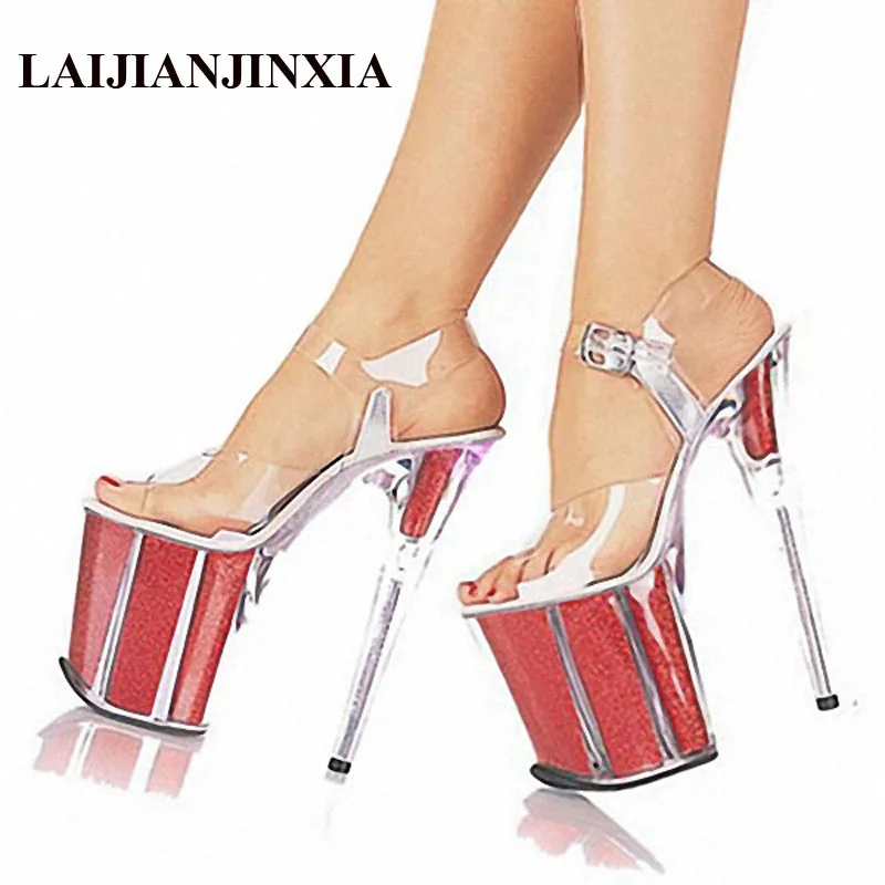 LAIJIANJINXIA/пикантные женские свадебные туфли на каблуке для вечеринки; обувь с украшением в виде кристаллов на платформе; Танцевальная обувь на очень высоком каблуке 20 см