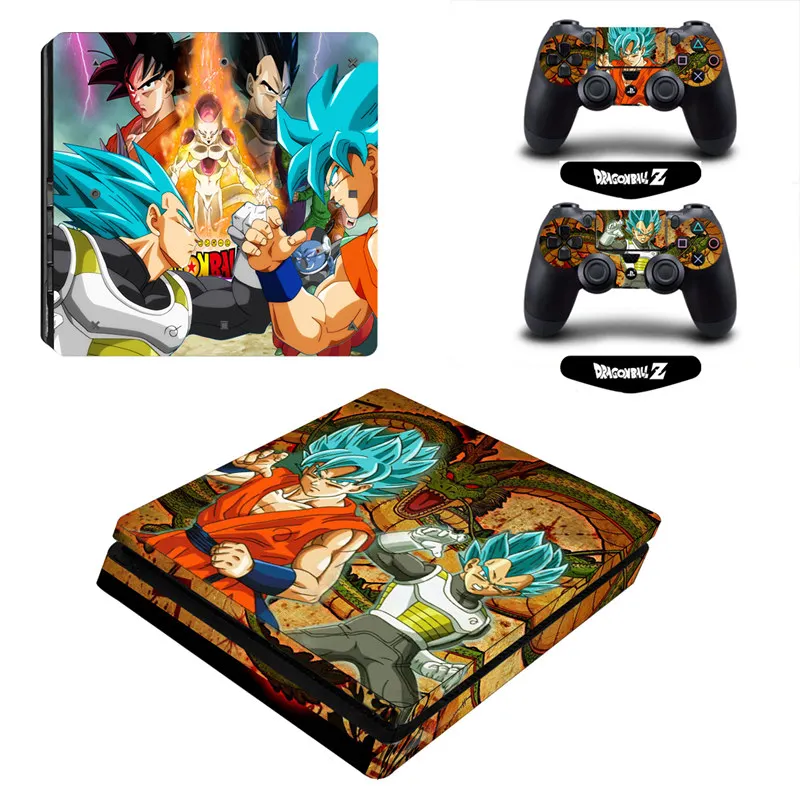 ARRKEO Dragon Ball Супер Сон Гоку виниловая обложка наклейка КОЖА Стикеры для sony PS4 playstation 4 Тонкий консоли 2 контроллеры Скины - Цвет: Черный