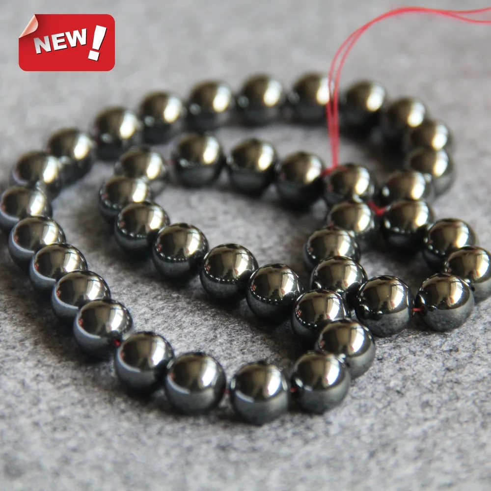 

Accessory Craft For Necklace Bracelet Round 10mm Plated Hematite Circle Loose Beads DIY 15inch Jewelry Making Stones Balls Gifts