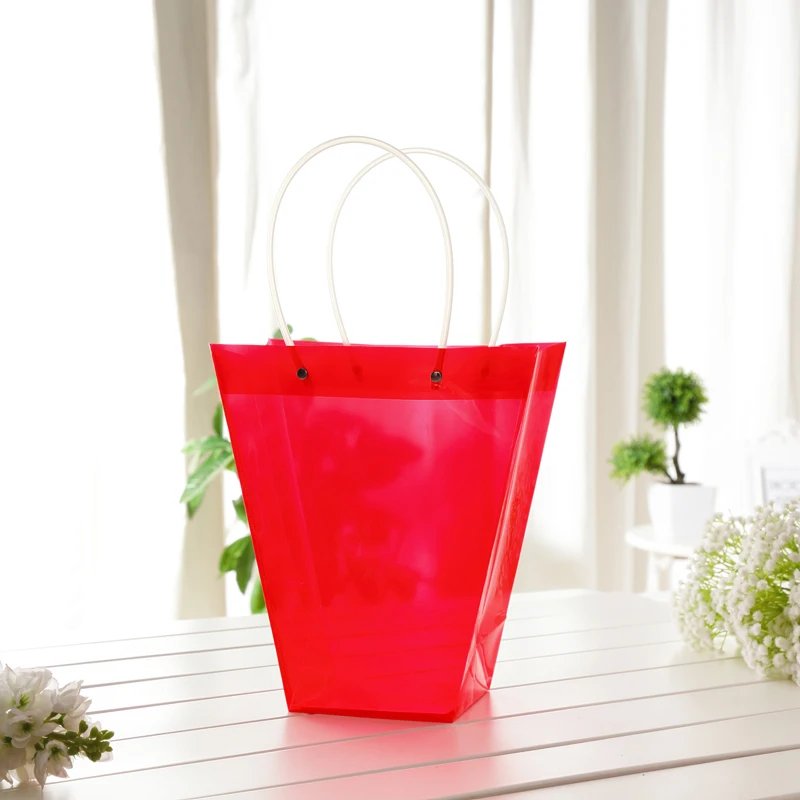 Red PP Flower Bags PVC Rope Color PP Material Flower Garden Gift Bonsai