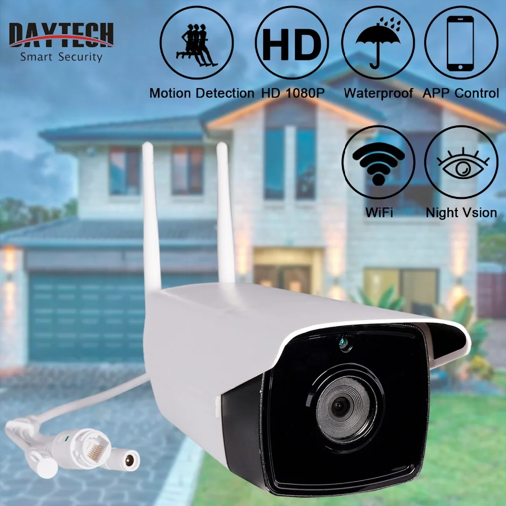 

DAYTECH Wireless Outdoor IP Camera WiFi Surveillance Camera HD 1080P Waterproof IR Night Vision Monitor Bullet Monitor DT-H04