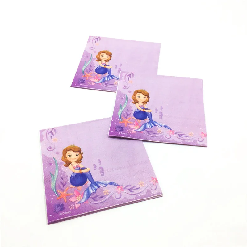 Disney Sofia The First 65 шт. чашка тарелка соломы мешок подарков Свадьба Baby Shower для маленьких девочек на день рождения Шум Maker баннер украшения питания