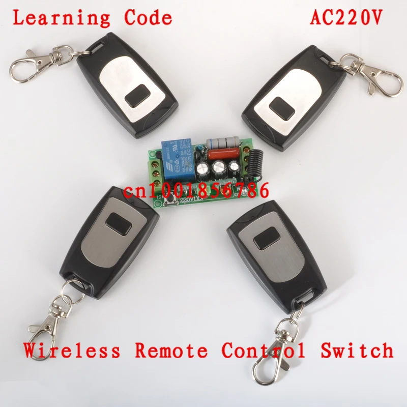 

wireless remote control switch 1 Receiver &4 Transmitter 220V 1CH 10A output state is adjusted 1000W 200M Latched waterproof