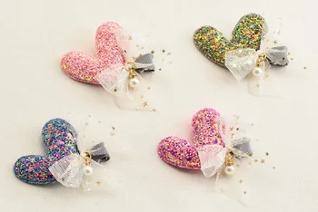 

Boutique 20pcs Fashion Cute Glitter Bow Heart Hairpins Solid Bowknot Heart Bowknot Hair Clips Princess Headwear Hair Accessories