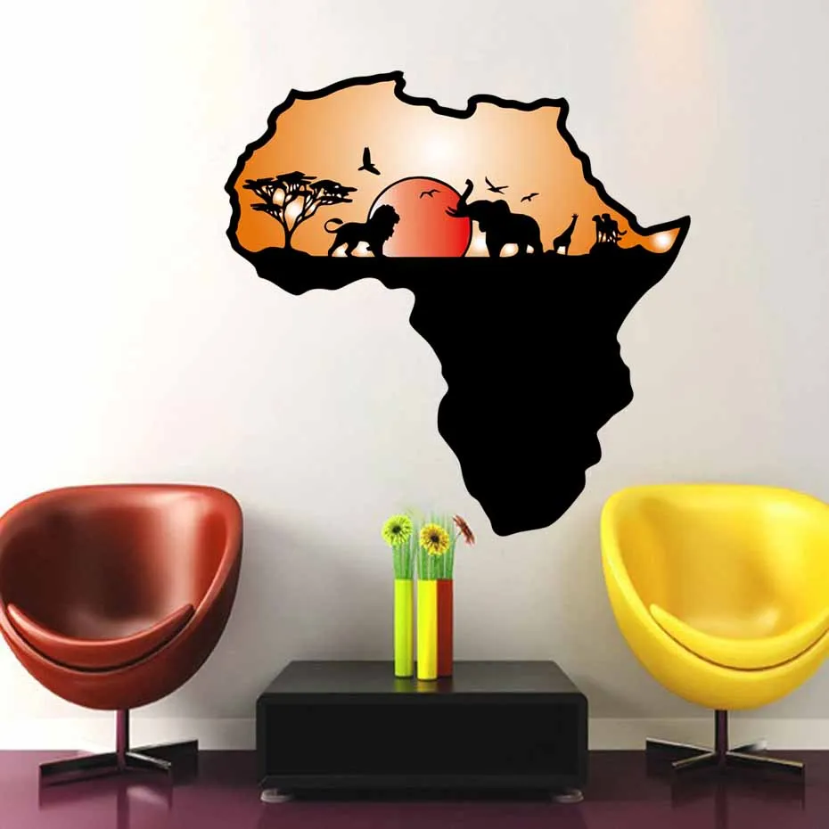 African Safari Color Wall Decal Vinyl Art Sticker Animal Zoo Nature