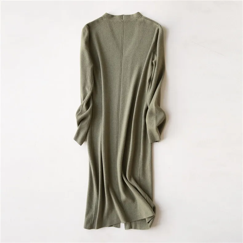 Вязаное осеннее длинное платье с v-образным вырезом для офиса, женские свитера, пуловеры