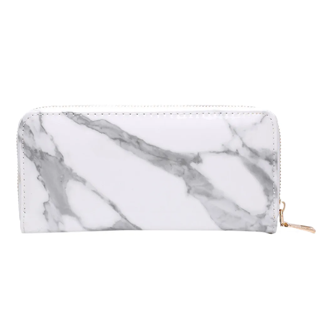 

Fashion Ladies Patent Leather Long Solid Color Marble Zipper Clutch Bag Wallet Ladies Clutch Wallet Long Female Wallet#YL