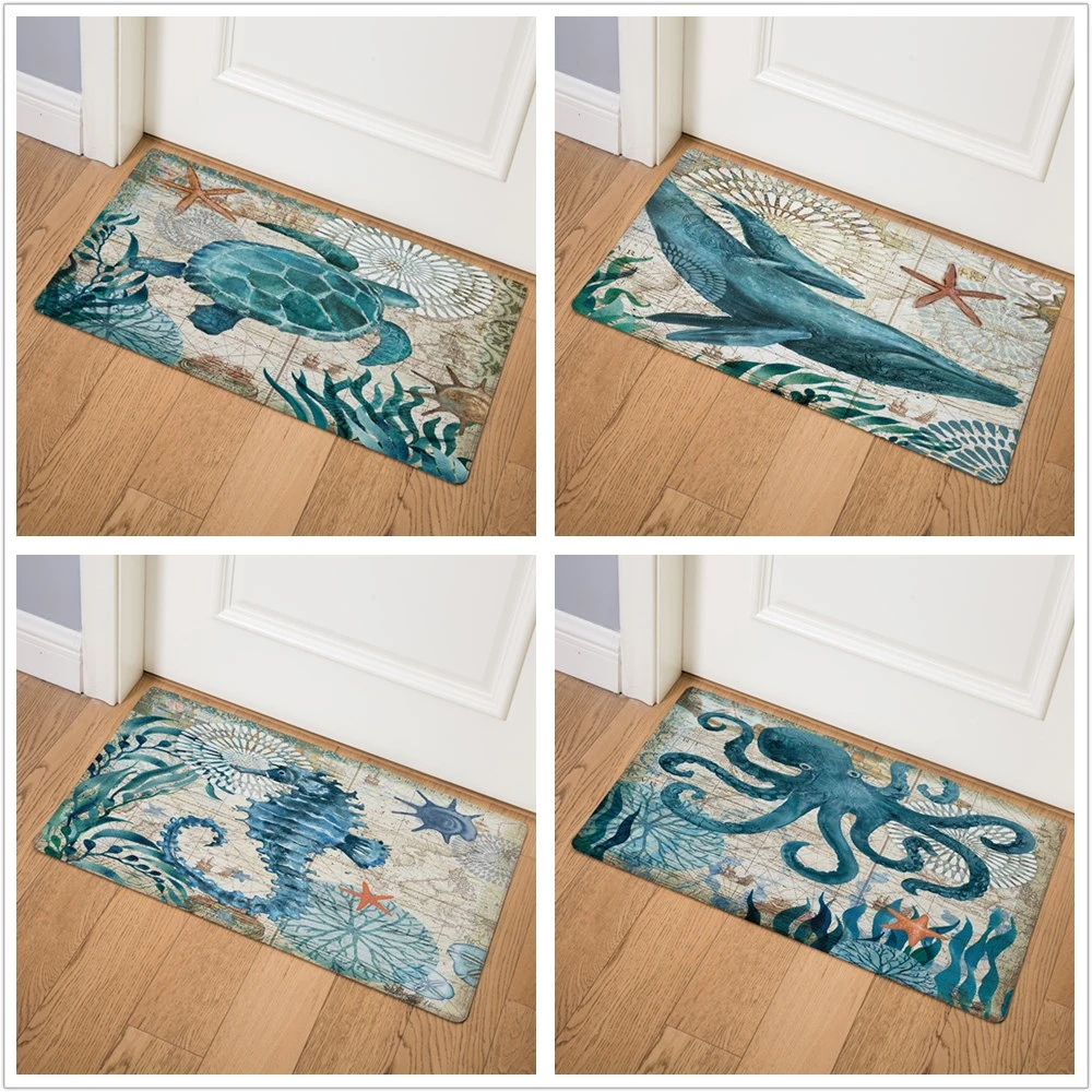 

Cartoon Sea Animal Front Door Mat Kitchen Carpet Bedroom Living Room Entrance Outdoor Carpet Non-slip Floor Mat 75cm/ 120cm
