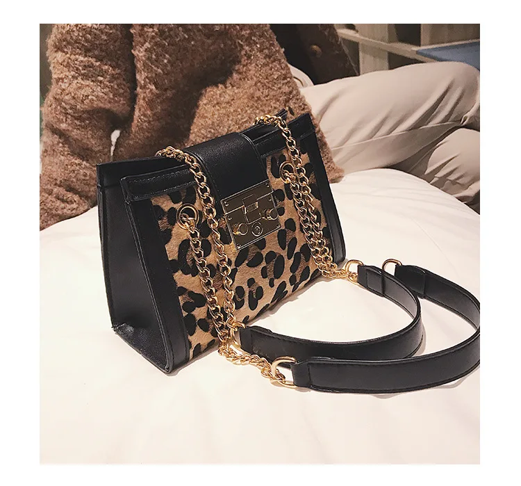 

New Women Hardware lock handbags Leopard/zebra Print chain Shoulder Messenger Bag all-match tide crossbody bag