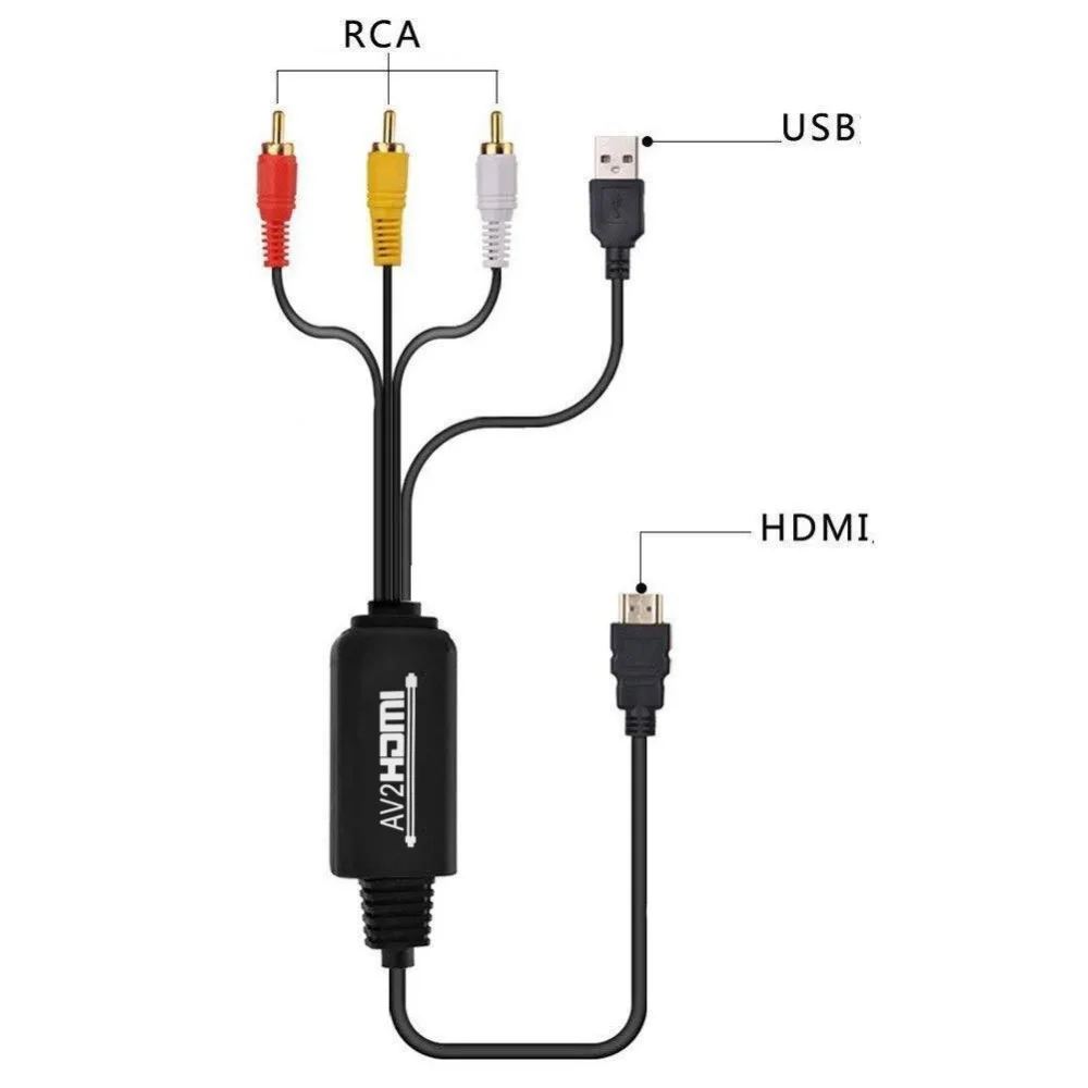 ECos композитный AV RCA для преобразователя HDMI Кабель 1,8 м 3-в-1 RCA в hdmi-выход для DVD STB HDTV #293139