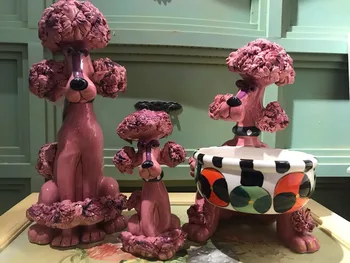 

American Style Handmade Ceramic Drawing Poodles Teddy Pot Dog Modeling Ornament Storage