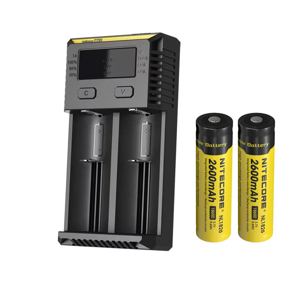 NITECORE I2 зарядное устройство+ NITECORE батареи 3500mAh 3200mAh 2600mAh 2300mAh 14500 NL147 NL166 RCR123 литий-ионный аккумулятор