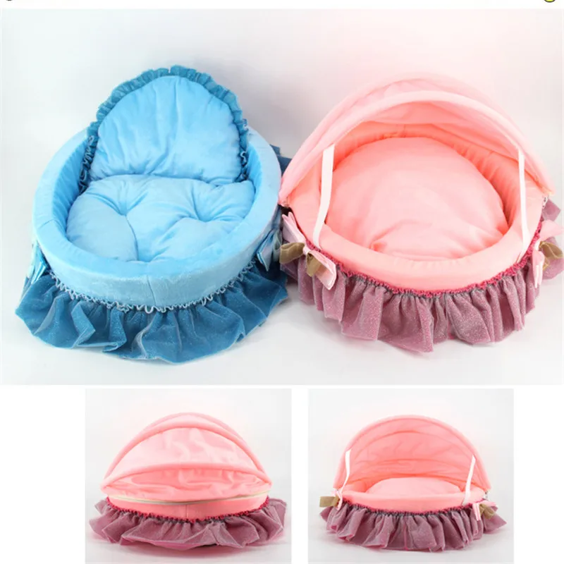 princess dog bed couches sofa for small dogs puppy Warm House bowknot lace doggy teddy Chihuahua