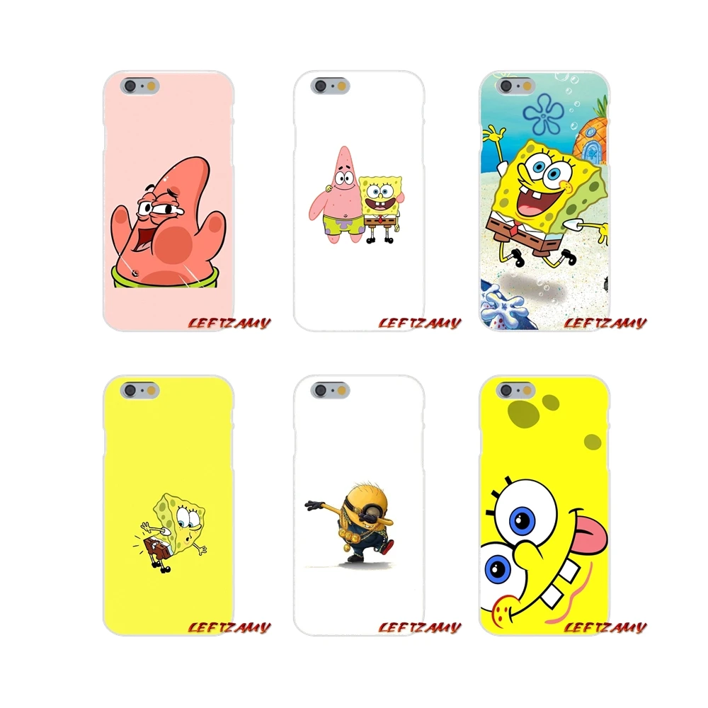 

For iPhone X XR XS MAX 4 4S 5 5S 5C SE 6 6S 7 8 Plus Accessories Phone Cases Covers Cute Sponge Bob Funny Minions Cartoon Art