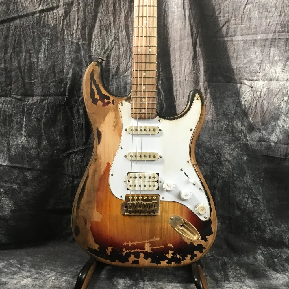 

Suneye 2019 Relic electric guitar ST, 100% handmade eucalyptus body, free shipping!