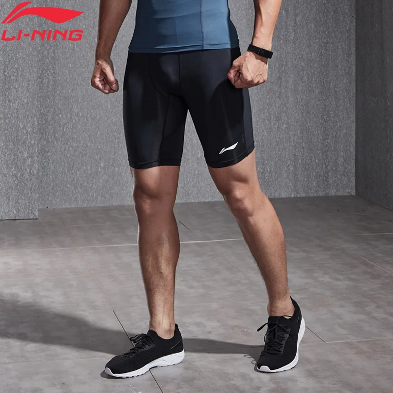 

Li-Ning Men Performance Sports Tights Elastic Fitness Base Layer Breathable LiNing Printing Sport Shorts AUSN007 MKY387