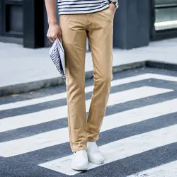 Новые мужские летние обтягивающие мужские брюки подходят повседневные брюки модные прямые хлопковые мужские брюки средней длины