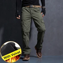 Зимние теплые военные брюки карго мужские тактические брюки военные мешковатые брюки армейские зеленые брюки хаки джинсовые брюки. FA07
