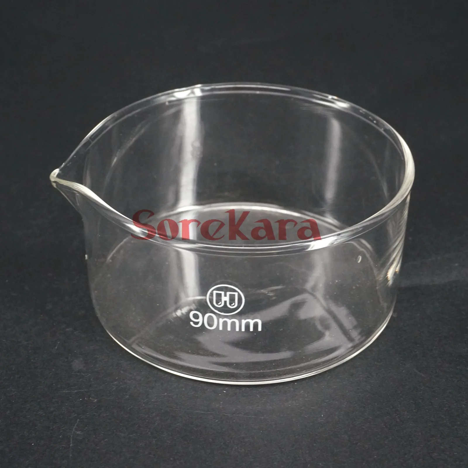 90mm Glass Crystallizing dish Plat Bottom with spout For Chemistry